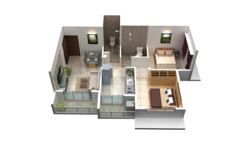 2 BHK Room - 3d Module